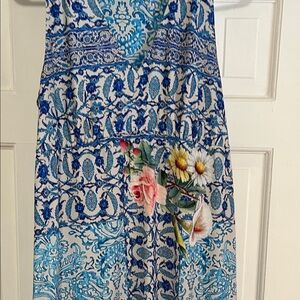 Johnny Was Blue and White Maxi Dress